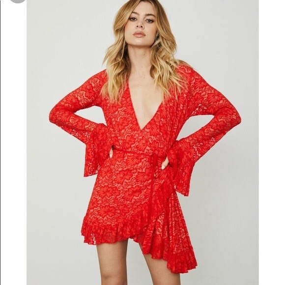 hot as hell Dresses & Skirts - Hot as hell HAH red lace star wrap dress!